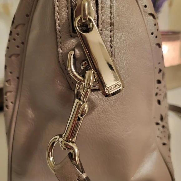 Coach Taylor Eyelet Leather Satchel Crossbody 27392 Putty - Picture 7 of 13